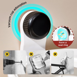 Brosse de nettoyage à ventouse sans angle mort, brosse de toilette en plastique à long manche sans perçage pour la maison et la salle de bain - Product Image 2
