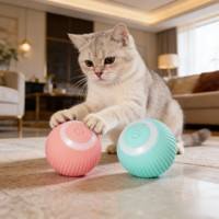 Mainan Kucing Otomatis Pintar Bercahaya, Bola Bergulir Tahan Gigitan, Bebas Debu, Perlengkapan Hewan Peliharaan
