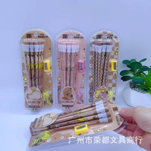 14 pz/scatola cartone animato triangolo capibara matita di legno con gomma temperamatite <span class=keywords><strong>penne</strong></span> supporto scrittura strumento di disegno scuola di cancelleria - Product Image 1