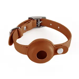 Wholesale Pet Leather Collar For AirTag Cat Outdoor Solid Collars With Engraved Pet Collars Small Dogs Accessories Manufacturer