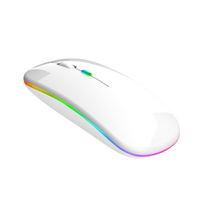 Mouse Nirkabel BT Tipis Kecil dengan Logo Kustom, Dapat Diisi Ulang, Warna RGB 3D, USB Wireless Mouse untuk Laptop dan Komputer Desktop