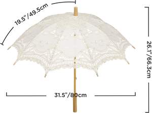 Petit parasol blanc en <span class=keywords><strong>dentelle</strong></span> <span class=keywords><strong>ivoire</strong></span>, parasol de mariée, parasols de mariage, parasol en tissu de mariage, parasol en <span class=keywords><strong>dentelle</strong></span> blanche pour mariée - Product Image 3