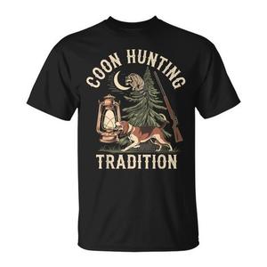 Camiseta con Estampado de la Tradición de Caza del Mapache, Camiseta Gráfica de Algodón Negra para Hombre, Ropa de Caza para Exteriores - Product Image 1