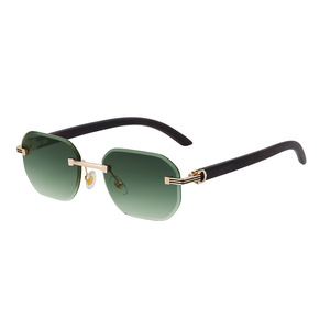 Gafas de Sol Poligonales Europeas Americanas 2026, Protección UV400, Patillas con Diseño de Madera, Transparentes/Marrones, Modernas para Hombre y Mujer - Product Image 2