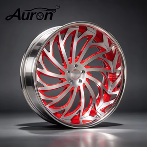 ล้อแม็กซ์อะลูมิเนียมอัลลอย Auron สีดำเงา พร้อมซี่ลวดสีแดง แบบ 2 ชิ้น สำหรับรถยนต์นั่งส่วนบุคคล ปรับปรุงตกแต่ง ขายส่ง - Product Image 2