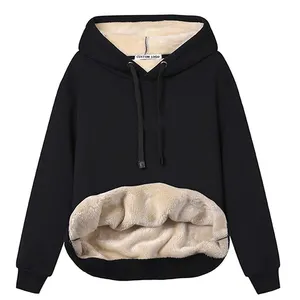 Casual elegante invierno otoño mujer ropa cálida polar Sherpa forrado pulóver mujeres sudaderas con capucha y sudaderas