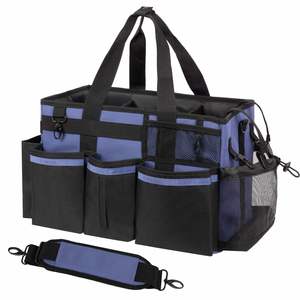 CeruleanBlue Wearable <b>Cleaning</b> <b>Caddy</b> Bag <b>with</b> 4 Foldable Dividers <b>Cleaning</b> Organizer <b>with</b> Shoulder Strap and Side <b>Handles</b> - Product Image 1