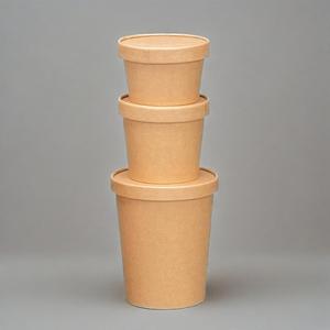 Bol à soupe jetable écologique en papier kraft pour bouillie, bol à emporter imprimé avec logo personnalisable - Product Image 1