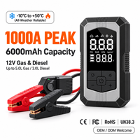 Démarreur de voiture portable 12V 1000A de pointe 6000mAh avec compresseur d'air 150PSI et gonfleur de pneus OEM ODM