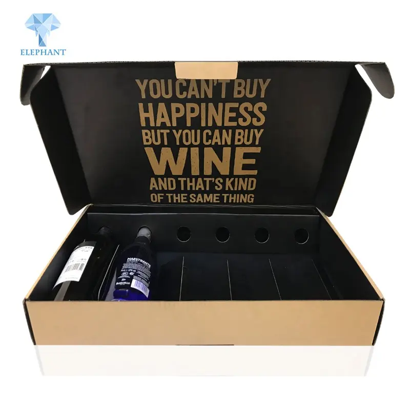 Custom Logo Foldable Corrugated Cardboard Luxury 6 Bottle Red Wine Box