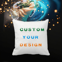 Housse de coussin décorative carrée Euro personnalisée avec motif de dessin animé blanc, pour la maison et l'hôtel, 100% polyester, avec fermeture éclair