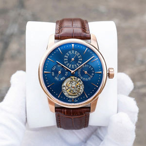 Montre mécanique à tourbillon véritable, boîtier en acier inoxydable 316L or rose, bracelet en cuir, multifonction, automatique, OEM, montre-bracelet personnalisée - Product Image 1