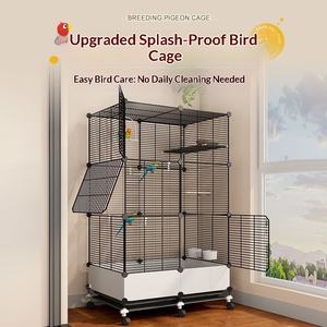 Süper Büyük Üç Katmanlı Demir Tel Papağan Kuş Kafesi, Sıçrama Önleyici Tasarım Lüks Villa Tarzı Ev Kullanımı İçin - Product Image 2