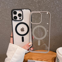 Coque rigide en acrylique magnétique sans fil pour iPhone 15, 14, 13 Pro Max, coque transparente antichoc mate pour iPhone 12
