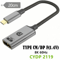 Nuevo Cable Adaptador USB-C a DP Hembra de 0.2 Metros, 8K a 60Hz, con Carcasa de Aluminio y Cobre Estañado, para Laptop LED