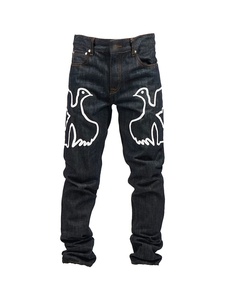 Jeans pour hommes, jeans de luxe Hip Hop de la marque AM, pantalons pour hommes, denim skinny, imprimé oiseau Y2K, jeans en denim de marque de créateur de haute qualité pour hommes - Product Image 4