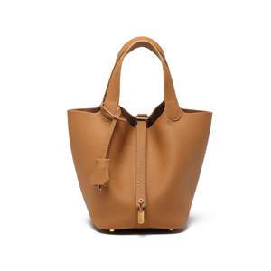 2025 New Genuine Leather Women's Handbag <b>Bucket</b> Bag Simple Fashion High Quality First Layer Cowhide Ladies Bag - Product Image 4