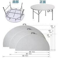 Table ronde pliable en plastique ZDZ-12 multi-tailles (4 pieds, 5 pieds, 6 pieds) pour la restauration et la location