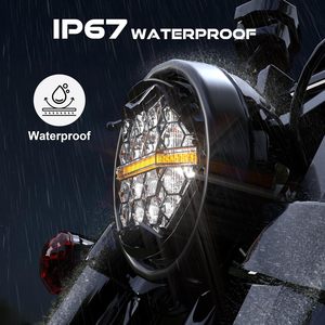 Faro LED de 5-3/4 pulgadas (5.75) con lente ámbar DRL compatible con Dyna Street <span class=keywords><strong>Bob</strong></span> Super Wide Glide Low Rider Night Rod <span class=keywords><strong>Train</strong></span> - Product Image 6