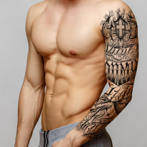 Anti-sudor <span class=keywords><strong>tatuaje</strong></span> temporal <span class=keywords><strong>tigre</strong></span> león <span class=keywords><strong>flor</strong></span> grande brazo calidad <span class=keywords><strong>tatuaje</strong></span> temporal pegatinas para vender - Product Image 3