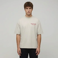 T-shirt de luxe en coton épais 280 g/m², personnalisable avec logo et lettres imprimées DTG, coupe oversize à épaules tombantes, style streetwear vintage pour homme