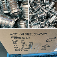 Raccord de compression EMT certifié, connecteur de conduit fileté cylindrique en acier pour l'assemblage de deux tuyaux EMT