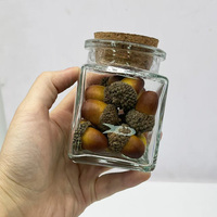 Pot en verre carré transparent avec bouchon en liège naturel pour le stockage d'échantillons d'épices et d'herbes