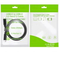 Kabel Data Tipe C ke Tipe C, kabel kualitas tinggi 5A 100W PD Usb 3.1 Gen2 Tipe C ke Tipe C Audio Video 4K 60HZ Transfer 10Gbps kecepatan Super untuk Macbook Pro