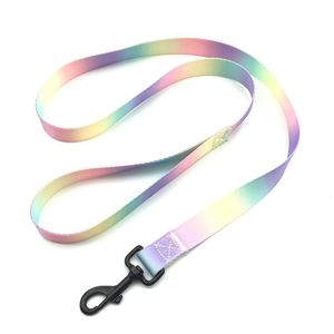 New Release Product 2026 Adjustable Pet Dog Cat Leash Lead Rope Hands-Free Plaid Gradient Thermal Transfer Promotional Lanyards