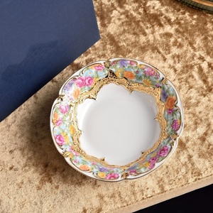 Hot Selling Luxury Modern Country Style Gold Rim <b>Dinner</b> Bowl <b>Set</b> Custom Size <b>Bone</b> <b>China</b> Deep Plates Dishwasher Microwave Safe - Product Image 1