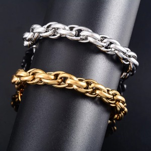 Bracelet épais en acier inoxydable style punk avec chaîne en corde pour femmes et hommes, bijou de cheville, bracelet de poignet ou de main en métal - Product Image 3