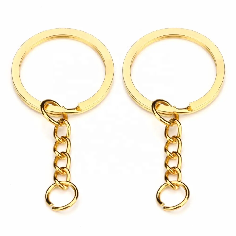 En laiton avec plaqué or jaune unisexe chaîne personnalisé simple charme porte-clés en or