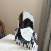 Nouveau design, miroirs de maquillage portables de table, modernes, faits à la main, écologiques, noirs, blancs, bleus, ovales, amovibles, pour bureau, vente en gros