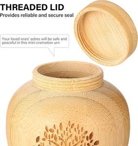 Urne miniature en bambou à bas prix pour cendres <span class=keywords><strong>d</strong></span>'animaux de compagnie, motif Arbre de Vie gravé, petite boîte commémorative pour crémation - Product Image 4