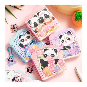 Simno Pequeno Mini Caderno Espiral 16pcs Capa Dura Kawaii Panda Memorando Blocos de Notas Forrado Páginas 80 Folhas Jornais