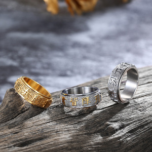 Anillo Giratorio de Acero de Titanio con Mantra Taoísta de Nueve Caracteres para Hombre, Recuerdo Turístico de Moda, Estilo Antiguo Elegante para el Dedo Índice - Product Image 2