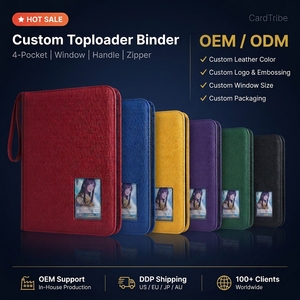 Carpeta Personalizada de 4 Bolsillos con Asa de Transporte y Ventana de Exhibición, Álbum de Cartas TCG de Cuero PU para Pokémon, MTG, <span class=keywords><strong>Yugioh</strong></span> - Product Image 6