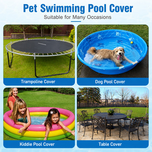 Couverture de piscine ronde pour chien, imperméable, argentée, en tissu Oxford, avec cordon de serrage, pour piscine pour animaux de compagnie - Product Image 4