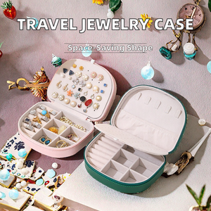 Boîte de rangement à bijoux multi-compartiments, petite boîte à accessoires compacte, organisateur anti-oxydation pour boucles d'oreilles et bagues - Product Image 2