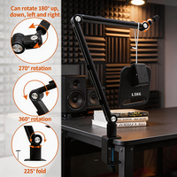 Support de microphone métallique réglable à fixation directe d'usine, clips de fixation, rotation à 360°, support de micro pour diffusion en direct