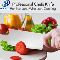 Couteau à viande professionnel de qualité supérieure OEM, en acier inoxydable forgé chinois, extra tranchant, 7 pouces, avec manche noir en ABS, adapté aux aliments