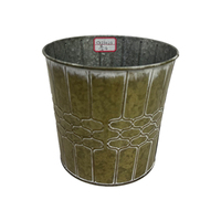 Pot de fleurs galvanisé Décoration d'intérieur-Seaux ronds gris Pot de fleurs en métal Jardinière de jardin en fer Conteneur pour plantes