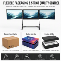 Moniteur portable triple écran AHXJKA 15,6 pouces 1920x1080 IPS, affichage triple sans soudure, pliable, USB-C, visionnement immersif, compatible Win/Mac