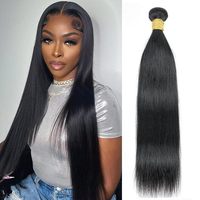 Extensiones de Cabello Virgen Liso 15A, 100% Cabello Humano Virgen, Doble Trama a Máquina, Puntas Completas, Aspecto Natural Suave, Uso Diario, para Mujer Negra