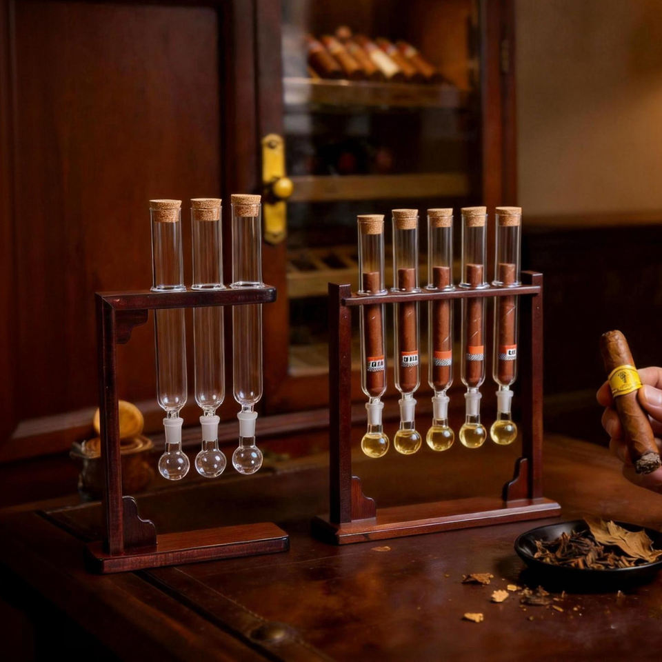 Elegant Cedar Wood Cigar Humidor with Wine-Scented Humidification Tube ...