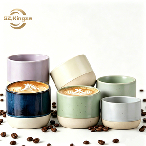 Taza Personalizada Kingze de Gres 100ml 180ml 230ml Tazas de Café Espresso de Cerámica Sin Asa - Product Image 1