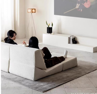 Style nordique couleur unie pliant paresseux canapé-lit tissu velours pliable sol salon canapé avec fonction Tatami emballé sous vide