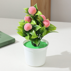 <span class=keywords><strong>Pot</strong></span> de fleurs artificiel en plastique avec herbe de pin, design de petits fruits, haute simulation, décoration de salon intérieur, décoration de bureau, vert - Product Image 2