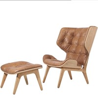 Chaise de salon danoise bon marché salon rembourré en bois courbé chaise d'appoint mammouth salon
