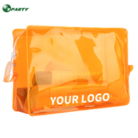 Tas kosmetik transparan plastik mudah terurai kustom kantung Makeup Travel perlengkapan mandi tas kecantikan PVC bening tas kosmetik wanita